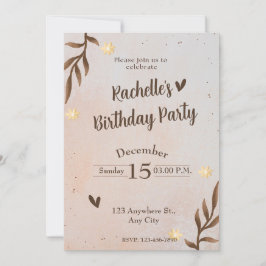 Convite Brown Floral Sai Aniversário