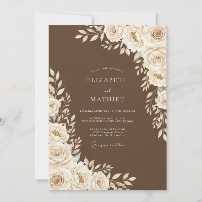 Convite Brown Floral Wedding (Frente)