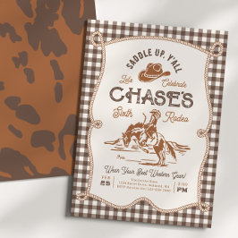 Convite Brown Gingham Rope Rodeo Invitation