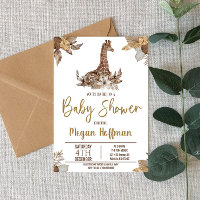 Brown Giraffe Themed Chá de fraldas Convidar