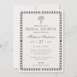 Convite Brown Harlequin Checkered Bridal Shower