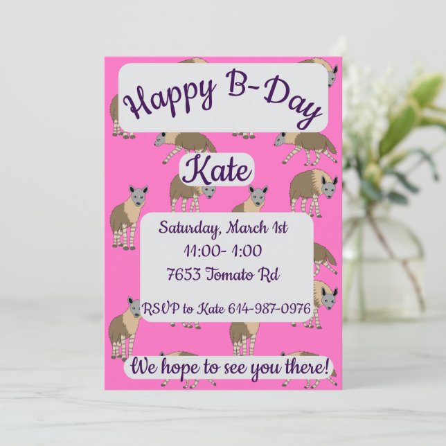 Convite Brown Hyenas Happy Birthday (Em pé/Frente)