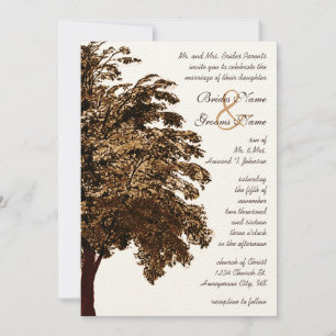 Convite Brown Oak Tree Wedding Invitation