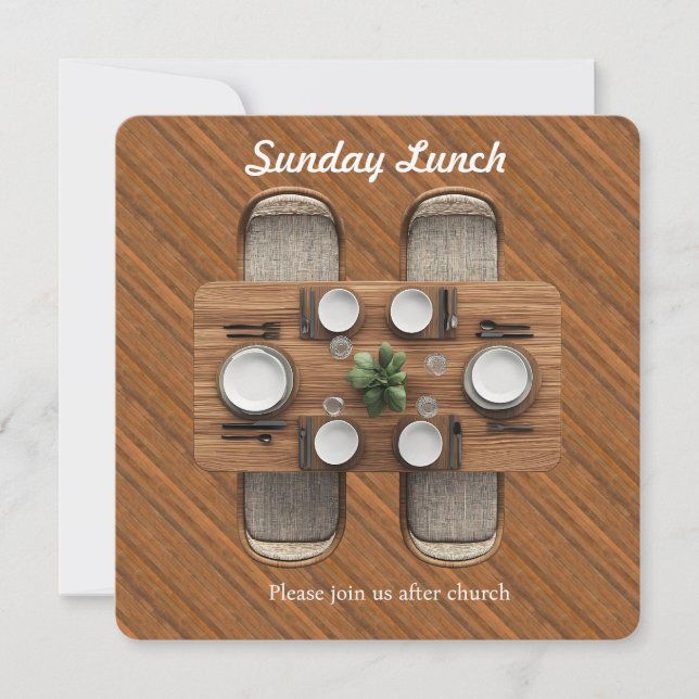 Convite Brown Sunday Fellowship Lunch Invitation (Frente)