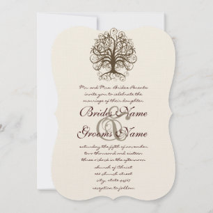 Convite Brown Swirl Tree Raízes de Casamento de Amor Convi