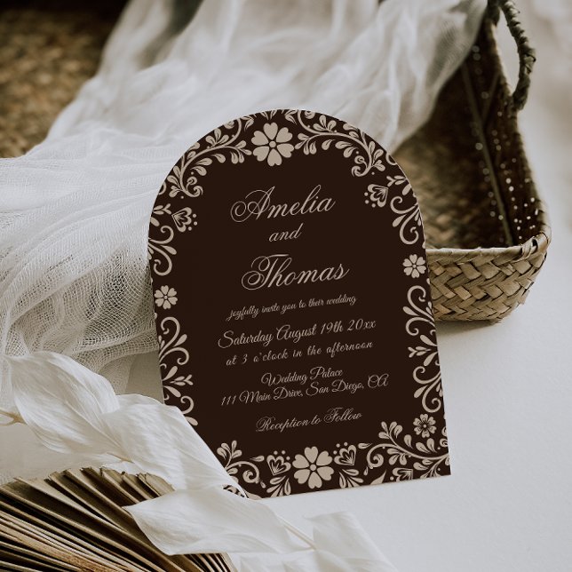 Convite Brown Timeless Wedding  Invitation (Criador carregado)