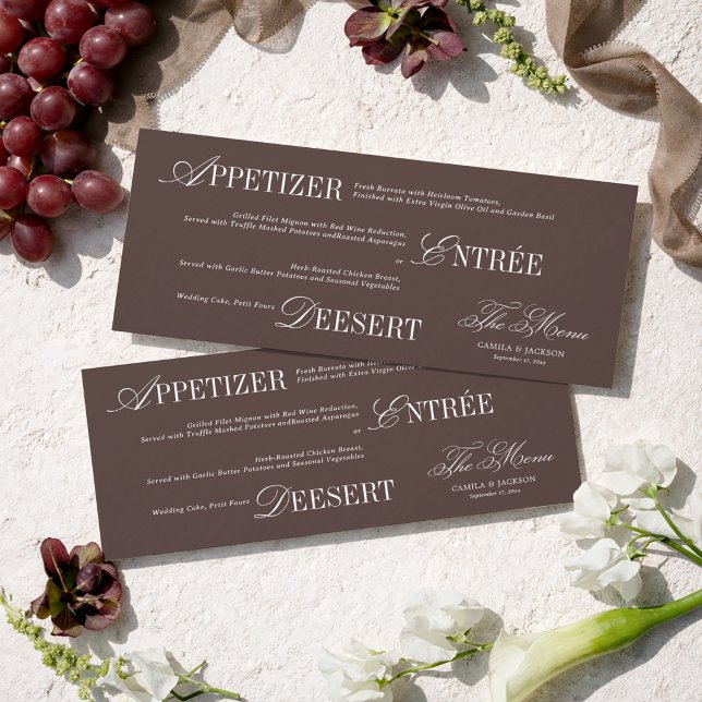 Convite Brown Wedding Menu Card (Criador carregado)