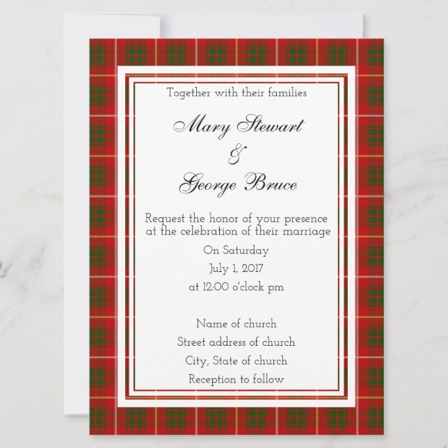 Convite Bruce Scottish Wedding Invitation (Frente)