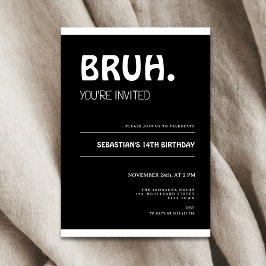 Convite Bruh 14th Birthday Invitation Teens Boy Black