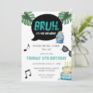 Convite Bruh Boy Funny 11 13 14 Adolescente Teen