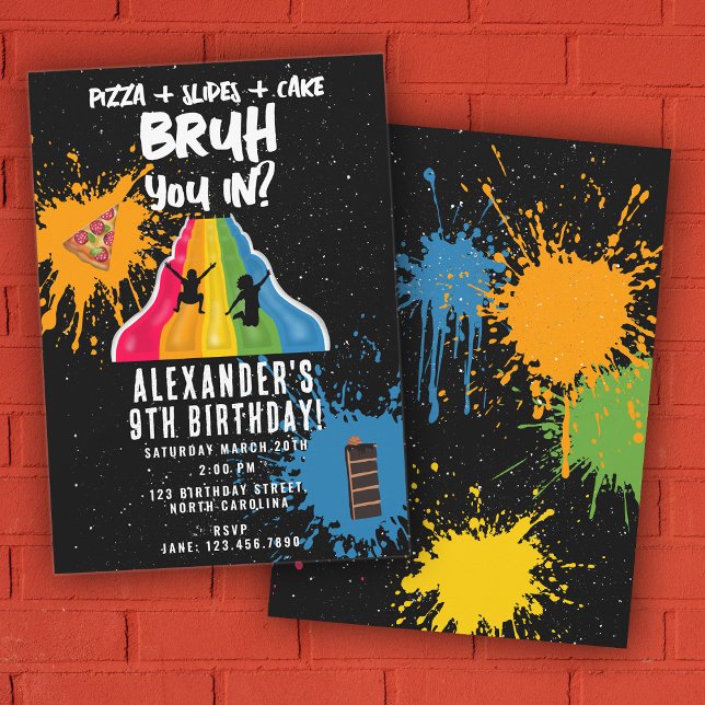 Convite Bruh Boy's Birthday Indoor Slide Park Playground (Bruh Boy's Birthday Indoor Slide Park Playground Invitation)