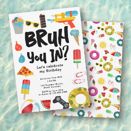 Convite Bruh Boy's Teenager Festa de aniversário verão