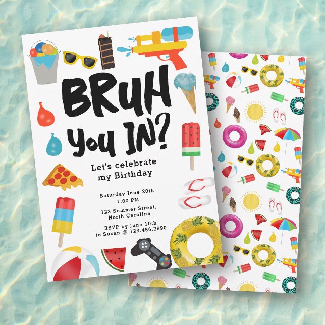 Convite Bruh Boy's Teenager Festa de aniversário verão (Bruh Boy's Teenager Birthday Party Teen Boy Summer Invitation)
