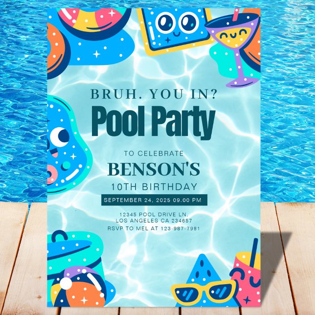 Convite BRUH, está dentro? Nadador Aniversário (Criador carregado)