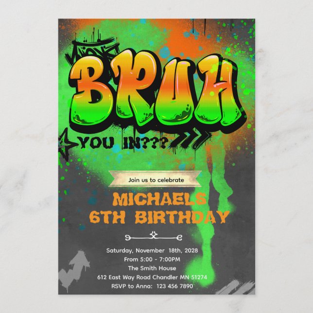 Convite Bruh It's My Birthday Invitation (Frente)