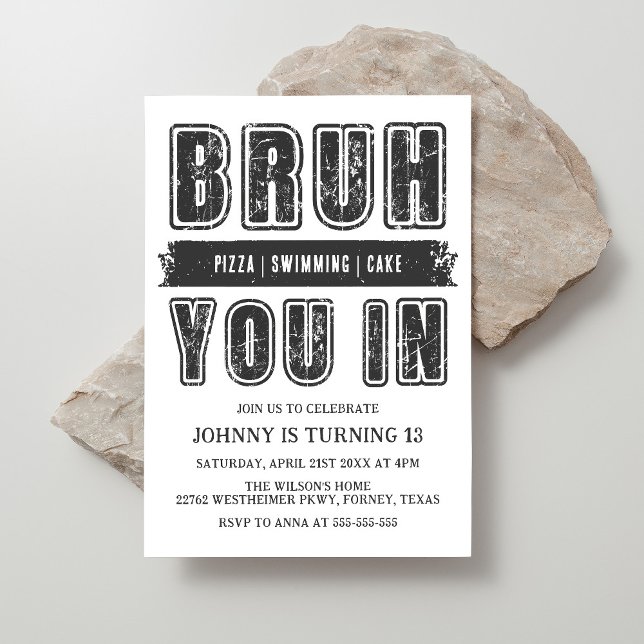 Convite Bruh, Você Entrou? Aniversário do Teen Boy do pisc (Criador carregado)