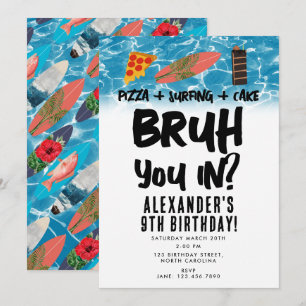 Convite Bruh, Você Entrou? Garoto Adolescente Pizza de Ani