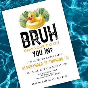 Convite Bruh Você Está Na Festa De Piscina Pato Engraçado