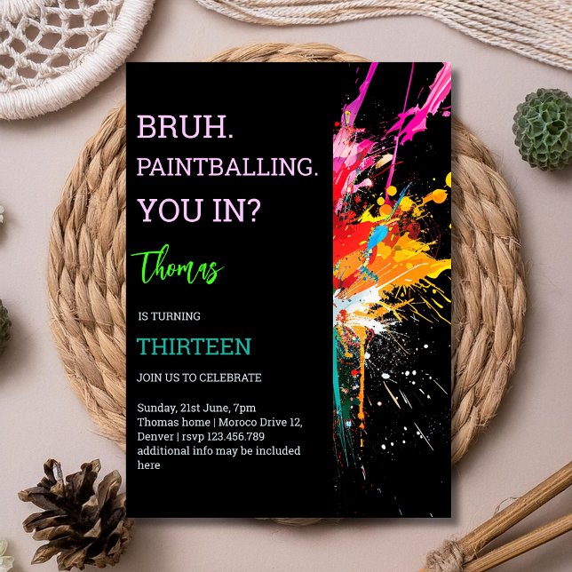 Convite Bruh, você faz aniversário de paintball? (Criador carregado)