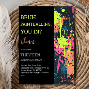 Convite Bruh, você faz aniversário de paintball?