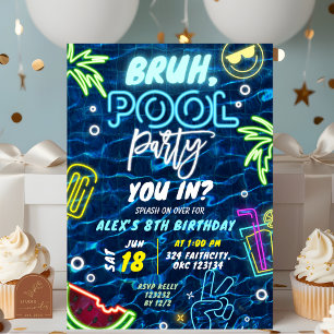 Convite Bruh You in Piscina Party Splash Summer Birth