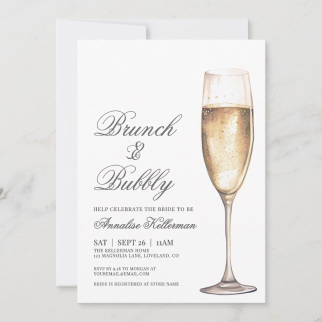 Convite Brunch And Bubbly Bridal Shower (Frente)