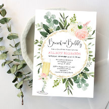 Brunch and Bubbly pink gold greenery bridal shower