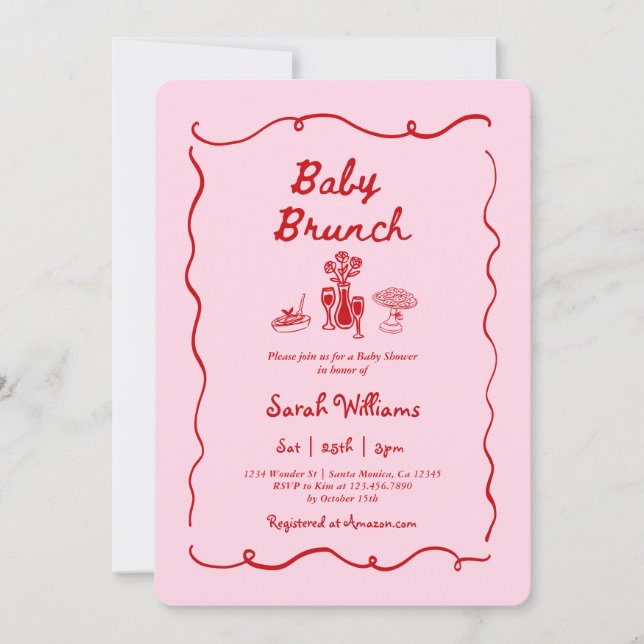 Convite Brunch Baby Shower Girl Invitation (Frente)