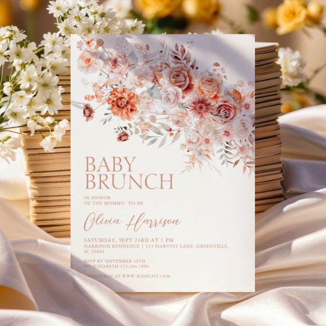 Convite Brunch Boho Floral de Bebê (Criador carregado)