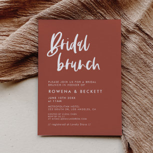 Convite Brunch Brick Burnt Bridal Moderno Elegante