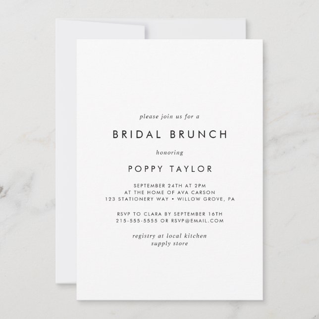Convite Brunch Bridal da Tipografia Chic (Frente)