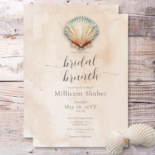 Convite Brunch Bridal de Seashell Costeiro Moderno