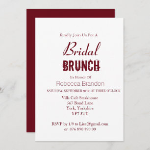 Convite Brunch Bridal Moderno Bold Burgundy