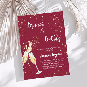 Convite Brunch Bubble Chá de panela anima burgundy