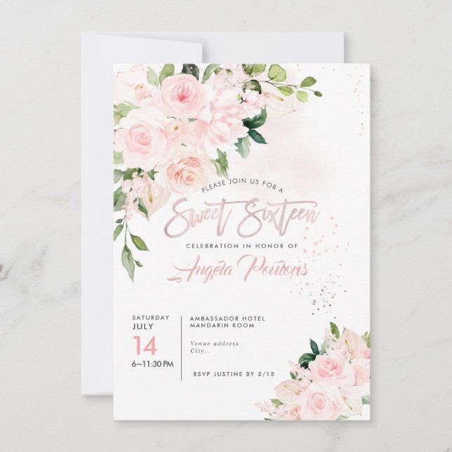 Convite Brunch Bubble H2 Blush Anthuriums Rosas Peonias (Frente)