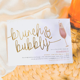 Convite Brunch & Bubbly Aquarela Champanhe Festa de Noivad