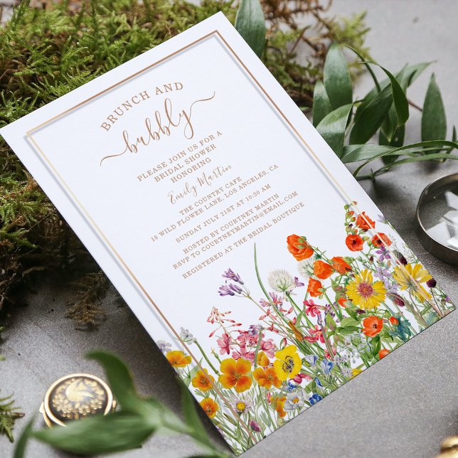 Convite Brunch & Bubbly Boho Flores Silvestres (Criador carregado)