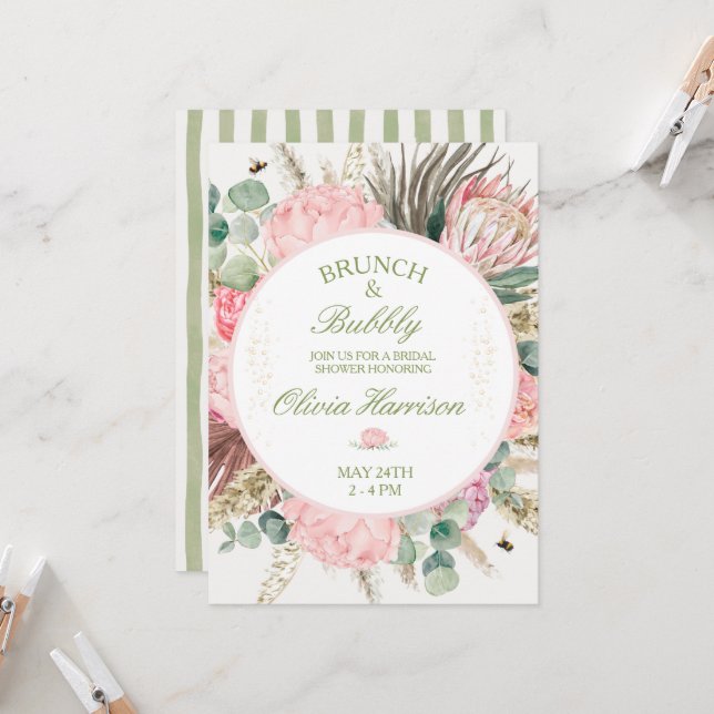 Convite Brunch & Bubbly Bridal Shower Invitation (Frente/Verso In Situ)