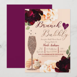 Convite Brunch & Bubbly Champanhe Peach Gold Chuveiro de N