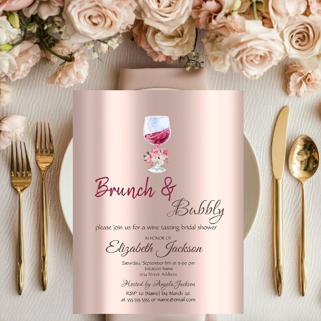 Convite Brunch & Bubbly Florais com Gotas de Vidro (Criador carregado)