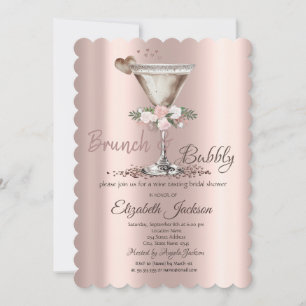 Convite Brunch & Bubbly Floral Martini Chá de Noiva