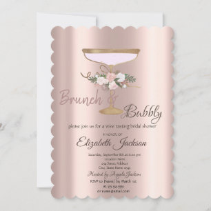 Convite Brunch & Bubbly Floral Vidro Chá de Noiva