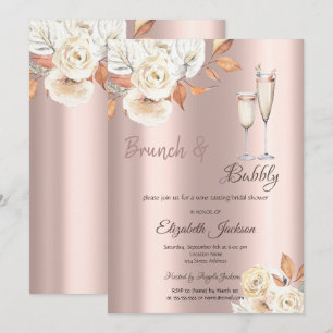 Convite Brunch & Bubbly Flores de Outono Chá de Noiva