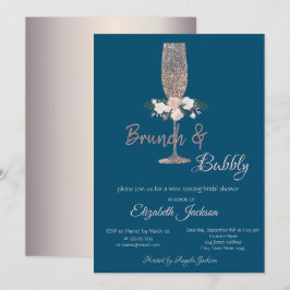 Convite Brunch & Bubbly Rose Gold Chá de Noiva