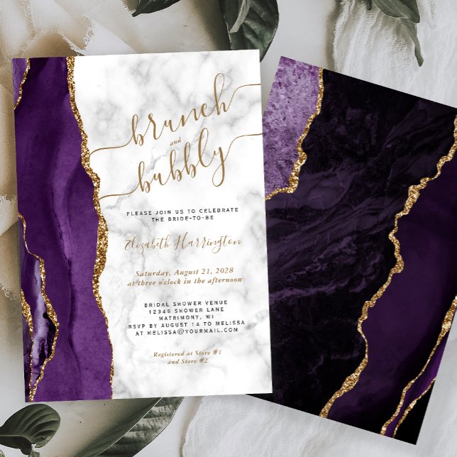 Convite Brunch & Bubbly Roxo Ágata Chá de Noiva (Criador carregado)