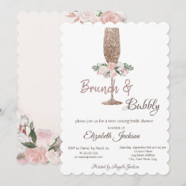 Convite Brunch & Bubbly Taça de Vinho Brilhante Chá de Noi
