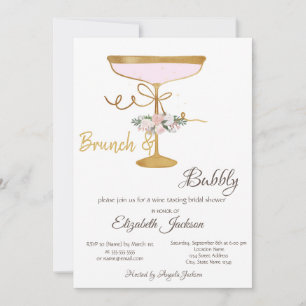 Convite Brunch & Bubbly Vidro, Chuveiro de Noiva Espelhado
