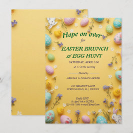 Convite Brunch & Caça de Páscoa colorido amarelo