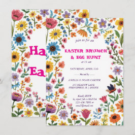 Convite BRUNCH & CAÇA DE PÁSCOA Floral Colorido