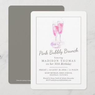 Convite Brunch champanhe cor-de-rosa borbulhante evento de